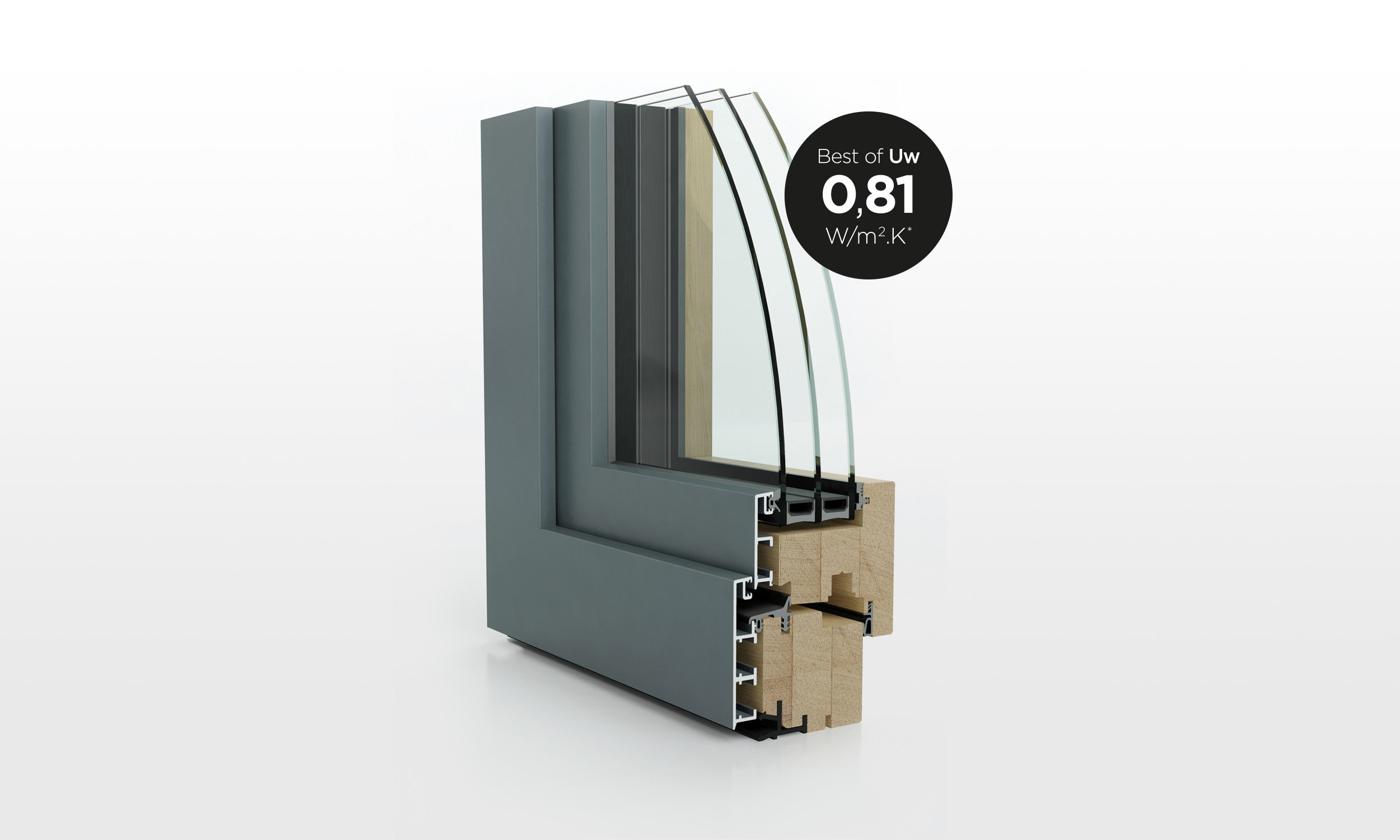 PIERRET fenêtre en BOIS-ALU avec un indice UW de 0,81