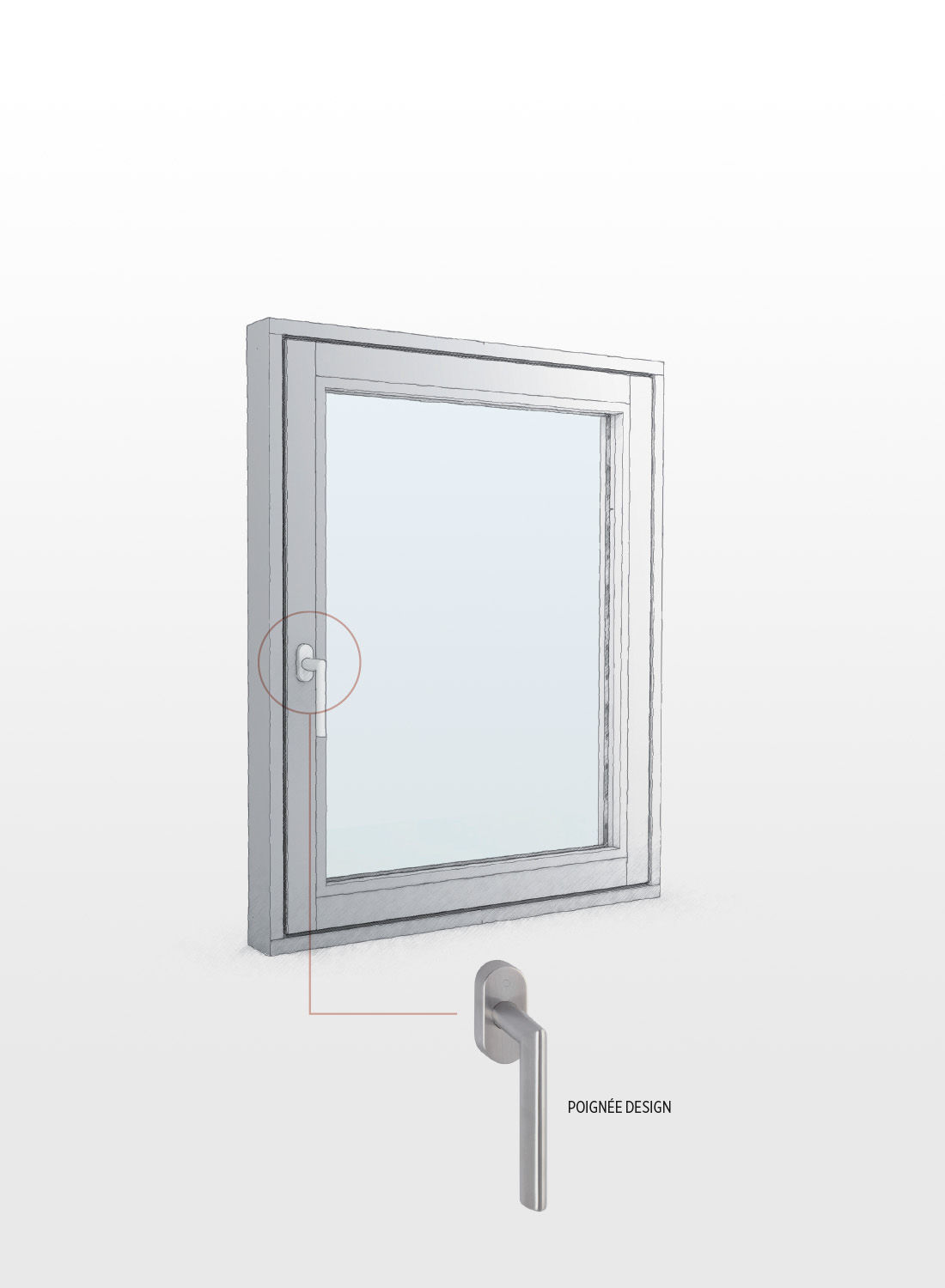 Fenêtre en bois Pierret ligne Design avec poignée