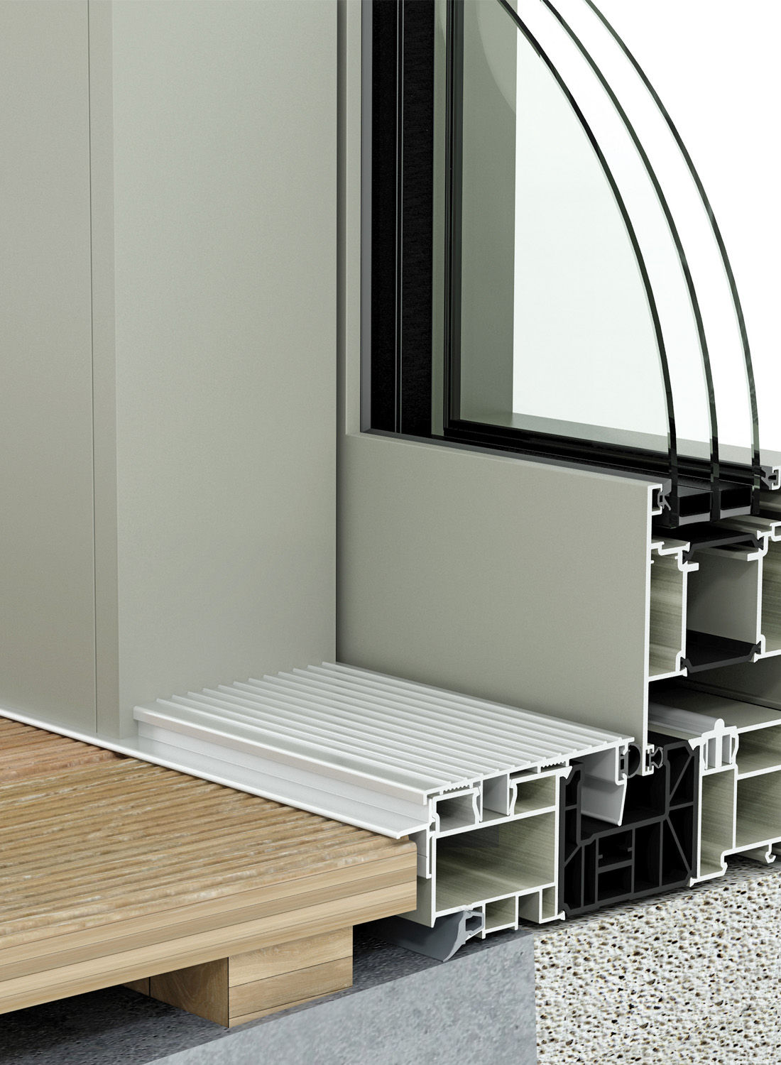 Seuil encastrable PMR pour coulissant aluminium, par Pierret Portes & Fenêtres