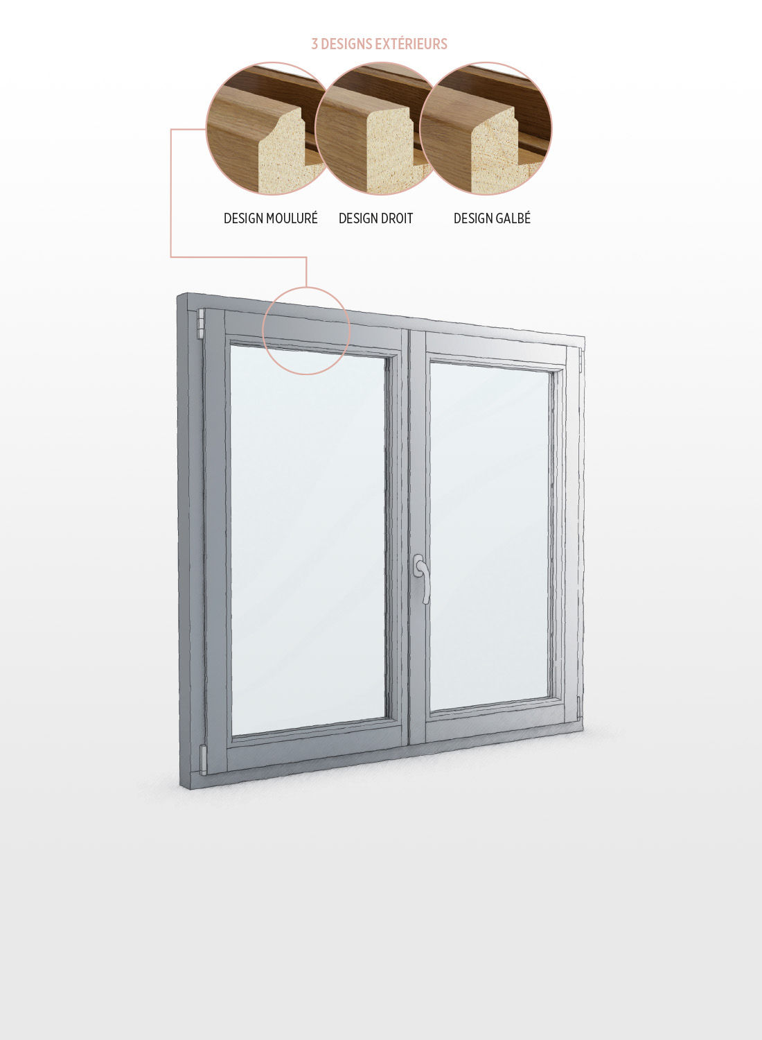 Fenêtre en bois Pierret ligne actuel avec les designs extérieur