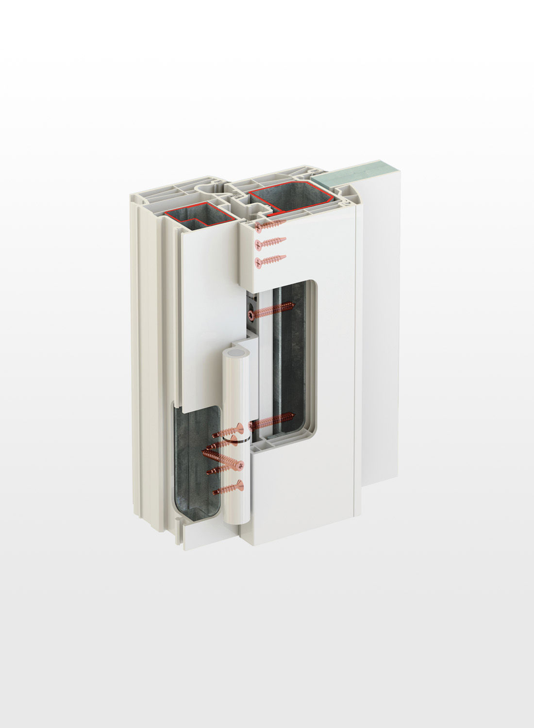 Fixation de la charnière dans l'acier, pour les portes PVC de Pierret Portes & Fenêtres