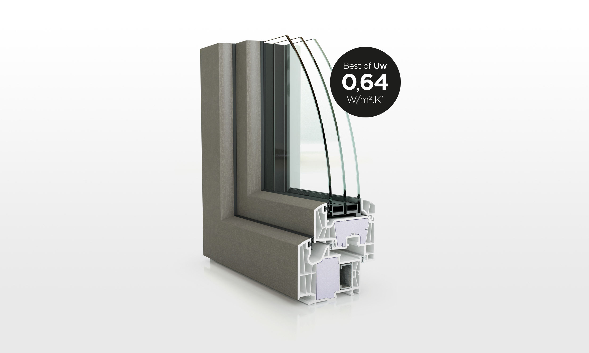 PIERRET fenetre PVC avec coefficient UW de 0,64, une des meilleures performances thermiques 