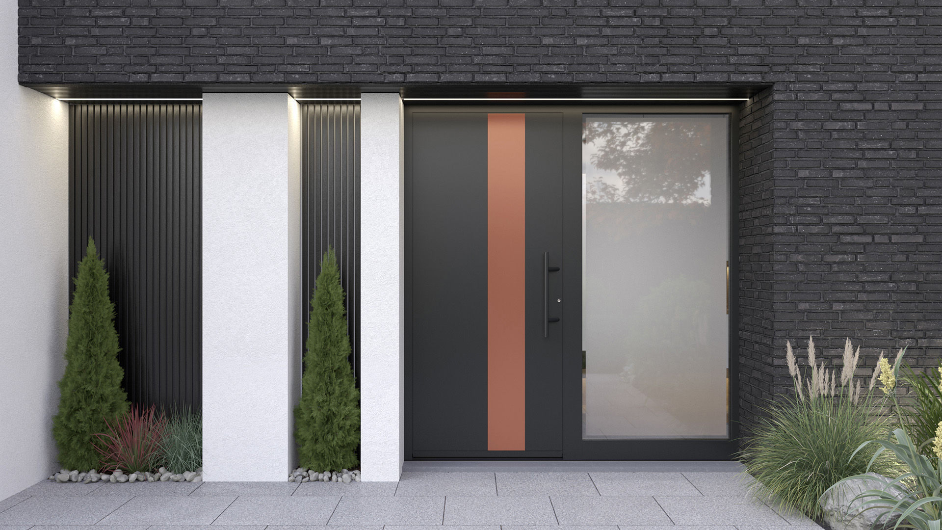 PIERRET porte d'entrée moderne en Aluminium ou en PVC Alinea 5